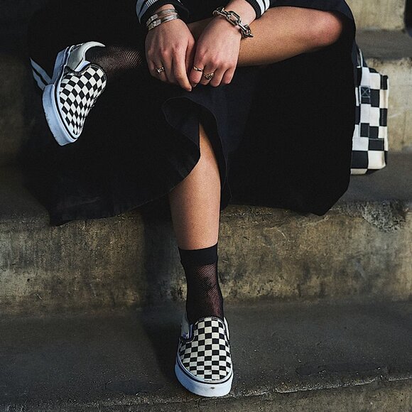 VANS Slip-On Checkerboard Mens 7.5 Womens 9 Checkered Checks Black Off White - Picture 1 of 16
